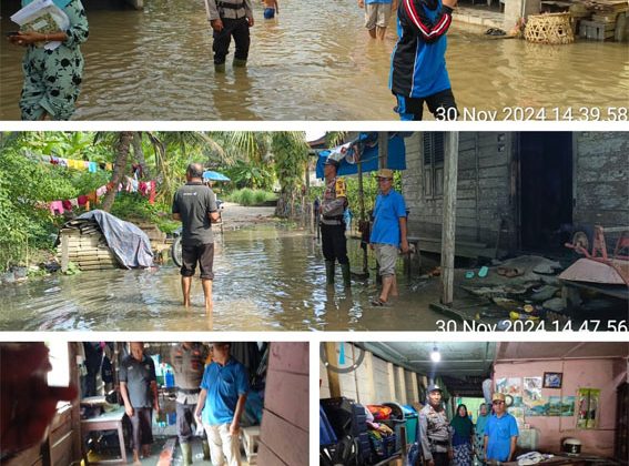 Debit Air Terus  Naik Lurah Dan Bhabinkamtibmas Tinjau Banjir