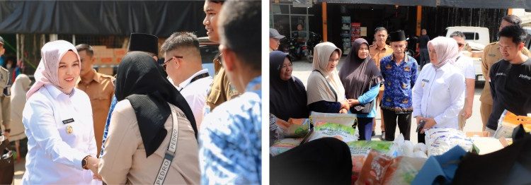 -  Wakil Bupati Bintan Deby Maryanti meninjau kegiatan Pasar Murah di Pasar Baru, Tanjung Uban. F: Ist