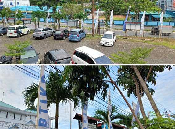 Balai Teknologi Informasi dan Komunikasi Pendidikan (BTIKP) Provinsi Kepulauan Riau Jl. D.I. Panjaitan No.12 Km 8, Batu 9, Tanjungpinang Timur, Kota Tanjung Pinang, Kepulauan Riau, terlihat umbul- umbul yang disediakan penyedia telah terpasang dihalaman kantor, Kamis (30/10/2025). F: Ist