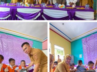 Bupati Kepulauan Anambas, Aneng bersama Kapolres Kepulauan Anambas AKBP I Gusti Ngurah Agung Budianaloka, S.I.K., M.H. membagikan perlengkapan seragam Sekolah Untuk Anak Sekolah PAUD dan TK. F: Ist