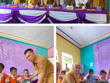 Bupati Kepulauan Anambas, Aneng bersama Kapolres Kepulauan Anambas AKBP I Gusti Ngurah Agung Budianaloka, S.I.K., M.H. membagikan perlengkapan seragam Sekolah Untuk Anak Sekolah PAUD dan TK. F: Ist
