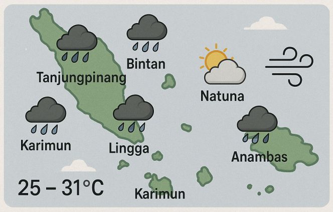 
					Waspada Hujan Ringan & Angin di Kepri: Prakiraan Cuaca Kamis, 09 Oktober 2025