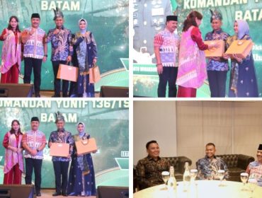 Acara Lepas Sambut Komandan Yonif 136/Tuah Sakti dari Letkol Inf Bayu Hanuranto Wicaksono, S.Hub.Int., M.H.I. kepada Letkol Inf Yudi Satria Prabowo, S.H., M.IP., yang digelar di Ballroom Hotel Wyndham Panbil. F: Ist