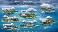 Prakiraan Cuaca Kepulauan Riau Selasa, 17 Februari 2026: Berawan hingga Hujan Ringan di Sejumlah Wilayah