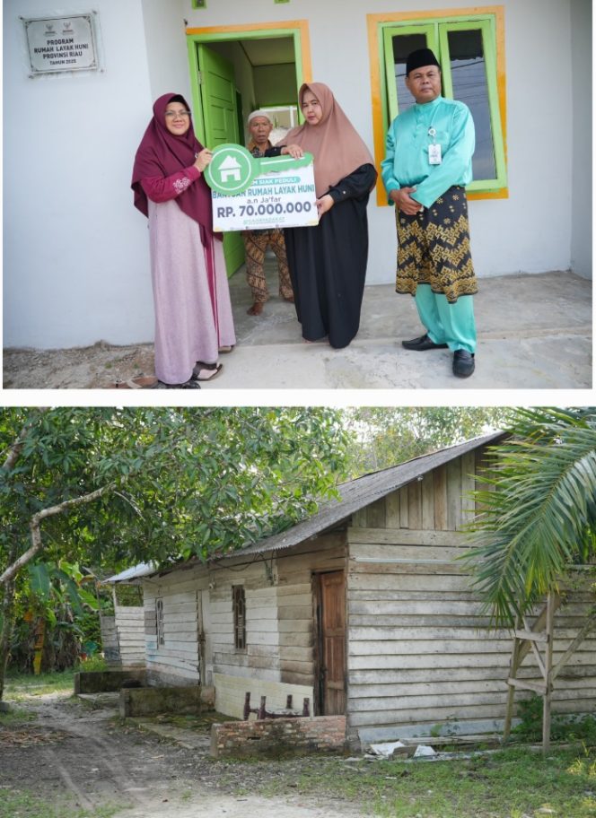 
					Bupati Siak Afni Zulkifli saat menyerahkan bantuan rumah layak huni. (Foto: ist)