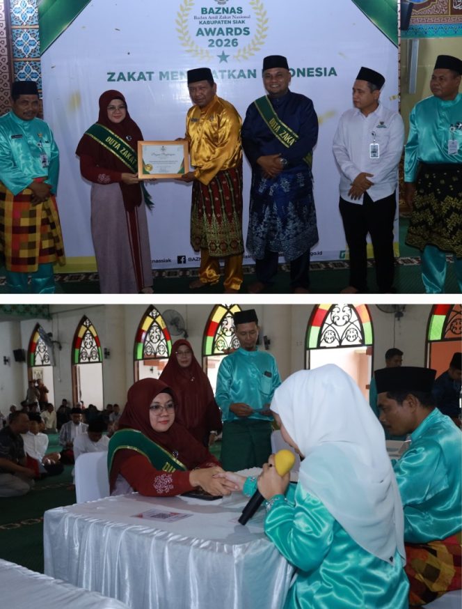 
					Bupati dan Wabup Siak dikukuhkan sebagai Duta Zakat dan terima langsung zakat dari muzakki. (Foto: ist)