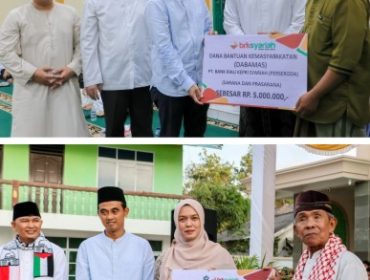 Bupati Bintan Roby Kurniawan dan Wakil Bupati Deby Maryanti, menyerah bantuan rangkaian terakhir Safari Ramadan serta peringatan Malam Nuzulul Qur'an 1447 H. (Foto: Diskominfo Bintan)