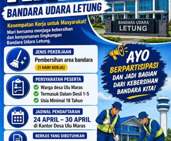 Flyer Program padat karya di kawasan Bandara Letung. 