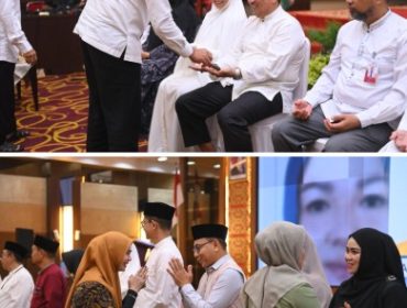 Acara tepuk tepung tawar bagi pegawai BRK Syariah yang menunaikan ibadah haji tahun 2026. (Foto: BRKS)