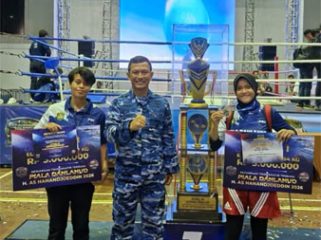 Kejuaraan Tinju Amatir Terbuka Piala Danlanud H. AS Hanandjoeddin 2026 di GOR Tanjung Pandan, Belitung. (F: ist)