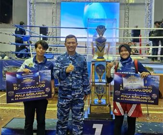 Kejuaraan Tinju Amatir Terbuka Piala Danlanud H. AS Hanandjoeddin 2026 di GOR Tanjung Pandan, Belitung. (F: ist)