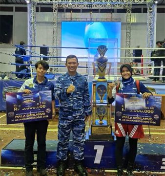 Kejuaraan Tinju Amatir Terbuka Piala Danlanud H. AS Hanandjoeddin 2026 di GOR Tanjung Pandan, Belitung. (F: ist)