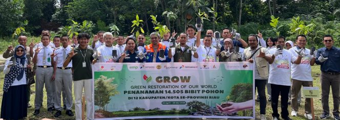 
					Bersama SKK Migas Sumbagut dan KKKS di Riau PT BSP kembali ikut tanam 14.505 pohon. (Foto: ist)