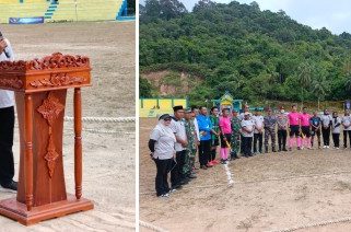 Hendrika, Kades Kuala Maras dan peserta Open Turnamen Cup VIII Desa Kuala Maras. (Foto: ist)

