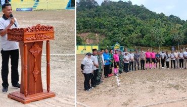 Hendrika, Kades Kuala Maras dan peserta Open Turnamen Cup VIII Desa Kuala Maras. (Foto: ist)

