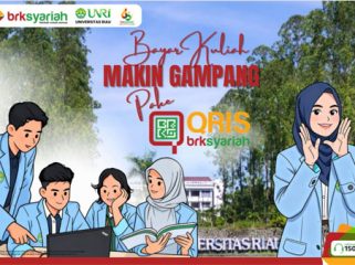 Flyer pembayaran berbasis QRIS melalui BRK Syariah.  