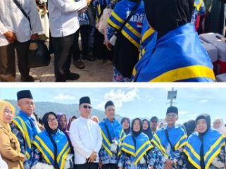 Bupati Kabupaten Kepulauan Anambas, Aneng sambangi CJH asal Pulau Jemaja.  (Foto: ist)
