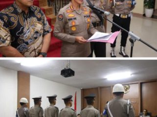 Keterangan pers Polda Kepulauan Riau dan sidang terhadap empat personel Ditsamapta Polda Kepri terkait dugaan tindak pidana penganiayaan. (Foto; Humas Poda Kepri)  