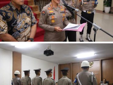 Keterangan pers Polda Kepulauan Riau dan sidang terhadap empat personel Ditsamapta Polda Kepri terkait dugaan tindak pidana penganiayaan. (Foto; Humas Poda Kepri)  