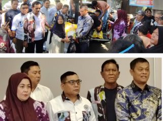 Ketua IPK Riau, Kasten Harianja, dan pengurus IPK Riau lainnya saat membagi sembako. (Foto: ist)