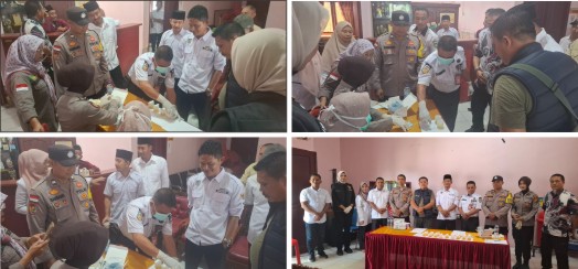 Cek urine secara mendadak di lingkungan Pemerintah Desa Pangkalan Nyirih, Kecamatan Rupat, Kabupaten Bengkalis. (Foto: ist)