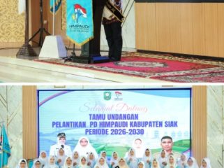Bupati Siak, Dr. Afni Zulkifli,  melantik Pengurus Daerah PD Himpaudi Kabupaten Siak masa bhakti 2026-2030 di Balairung Datuk Empat Suku, Komplek Rumah Rakyat. (Foto: ist)