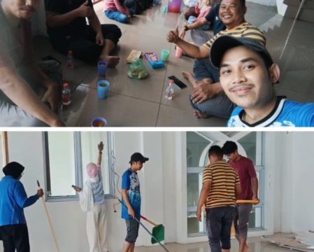  PD KCMI Kabupaten Kepulauan Anambas laksanakan gotong royong membersihkan kantor sekretariat baru. (Foto: ist)