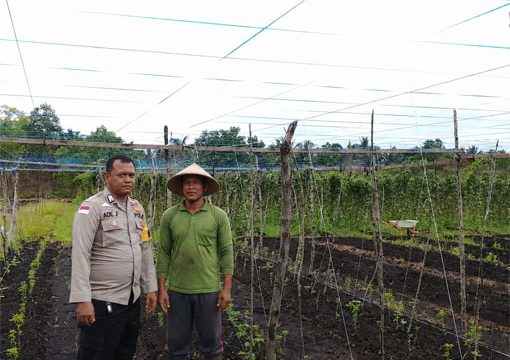 Bhabinkamtibmas Kelurahan Selatpanjang Timur mengecek P2B milik warga di Jalan SMEA, Kelurahan Selatpanjang Timur, Kecamatan Tebing Tinggi, Kabupaten Kepulauan Meranti. (Foto: ist)