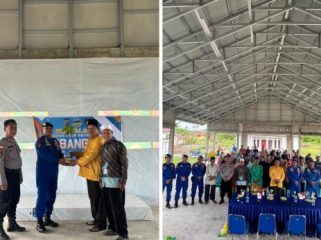 Program unggulan JALUR Ditpolairud Polda Riau salurkan 55 paket beras kepada para nelayan di Desa Tanjung Punak, Kecamatan Rupat Utara, Kabupaten Bengkalis. (Foto: ist)