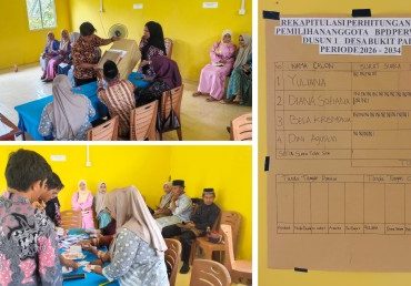 Penghitungan surat suara pemilihan anggota BPD Desa Bukit Padi periode 2026–2034. (Foto: Bambang)