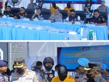 Konferensi pers pemusnahan barang bukti  tindak pidana narkotika Jaringan Internasional. (Foto: ist)