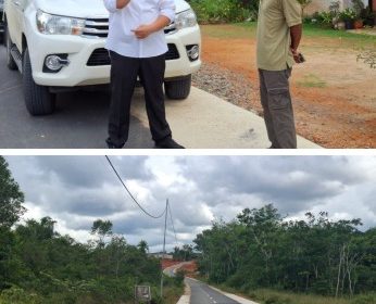 Bupati Bintan Roby Kurnaiwan tinjau hasil perbaikan jalan Sei Jati, Kecamatan Bintan Timur. (Foto: ist)