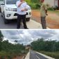 Bupati Bintan Roby Kurnaiwan tinjau hasil perbaikan jalan Sei Jati, Kecamatan Bintan Timur. (Foto: ist)