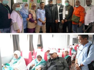 Jemaah haji Siak ketika dijemput Wakil Bupati Siak Syamsurizal Budi. (Foto: ist)