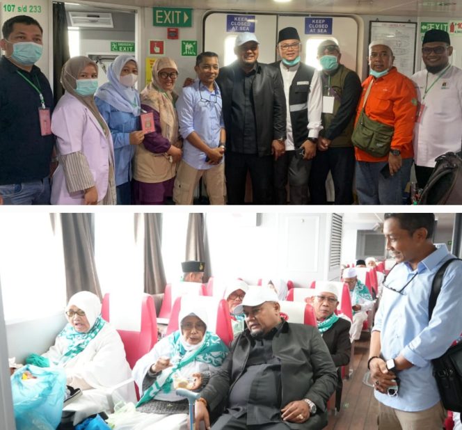 
					Jemaah haji Siak ketika dijemput Wakil Bupati Siak Syamsurizal Budi. (Foto: ist)