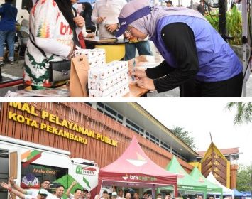 BRK Syariah hadir dani dukungan sajian Ketan Talam Durian terpanjang di dunia sebagai rekor MURI. (Foto: BRKS)