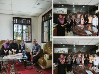 Kunni dan sejumlah seniman Riau saat menyampaikan hajat dan disambut Ketum DPH LAMR Provinsi Riau, Datuk Seri Taufik Ikram Jamil. (Foto: ist)