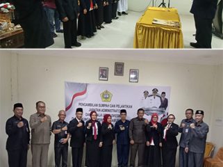 Bupatik Karimun Ing Iskandarsyah,  melantikk Direktur RSUD Tanjungbatu dan sejumlah Kapus (fhoto raja juraimi)