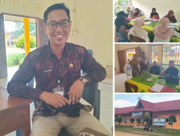 M Nasrol, SPd KA Sekolah SMAN 1 Ungar dan suasana hari pertama SPMB. (Foto: Raja Juraimi)