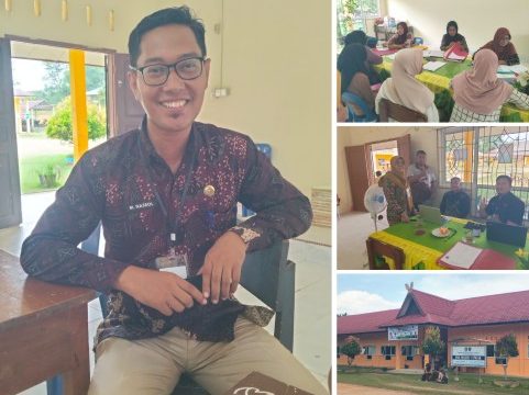 M Nasrol, SPd KA Sekolah SMAN 1 Ungar dan suasana hari pertama SPMB. (Foto: Raja Juraimi)
