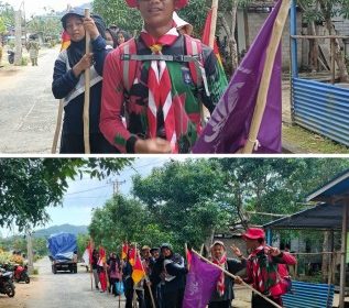 Pramuka Penegak Bantara dari SMA Negeri 1 Jemaja laksanakan kegiatan jalan kaki sejauh 25 kilometer dari Letung menuju Lapangan Sepak Bola Kuala Maras. (Foto: ist)