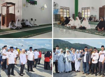 Usai tunaikan ibadah haji, enam warga Bukit Padi disambut meriah. (Foto: ist)