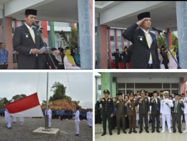 Wakil Bupati Kepulauan Anambas, Raja Bayu Febri Gunadian, S.E., pimpin upacara peringatan Hari Lahir Pancasila Tahun 2026 di halaman Kantor Bupati Kepulauan Anambas, Pasir Peti. Foto: ist)