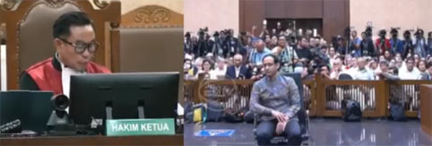 Sidang putusan Pengadilan Tipikor Jakarta menjatuhkan vonis 10 tahun penjara kepada Nadiem Makarim. (Foto: net)