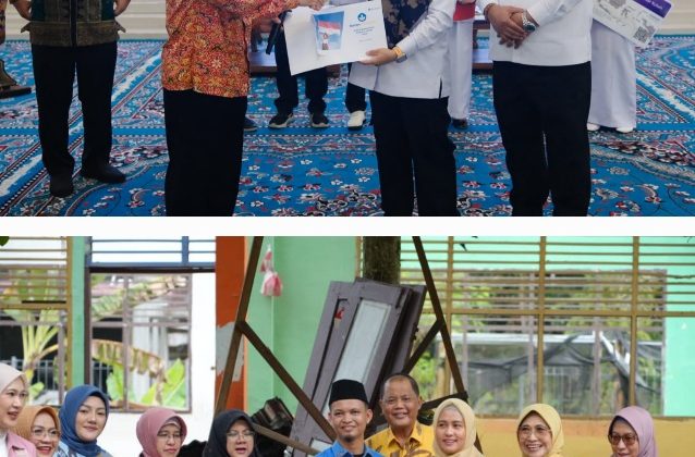 Tatang Muttaqin, Dirjen pendidikan Menengah Kemendikdasmen, saat menyerahkan DAK kepada Bupati Siak Afni Zulkufli dan didampingi Wakil Bupati Syamsurizal Budi. (Foto: ist)