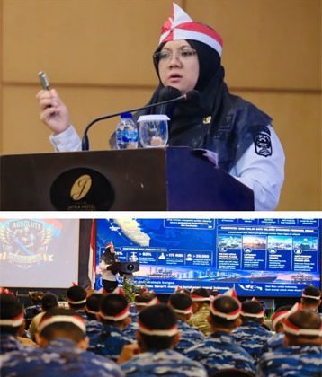 Bupati Siak Afni saat menjadi narasumber Sarasehan Pasis Seskoau A-65. (Foto: ist)