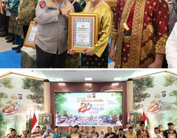 Pemberian penghargaan dari Polda Riau pada peringatan Hari Bhayangkara ke-80. (Foto: ist)