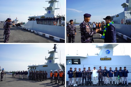 Suasana kedatangan Tim ERB 2026 Provinsi Riau di Dermaga TNI AL Bangsal Aceh, Kota Dumai. (Foto: ist)