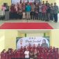 Surawan, SKM, MM dan NS Diha Zulaiha, S.Kep fhoto bersama Sekretaris Dinas Kesehatan Anton Ferry, S.Kep, MPh  dan Uspika, foto bawah bersama staff Puskesmas Ungar. (Foto: Raja Jurami)