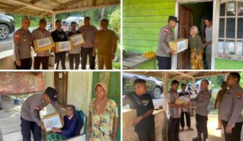 Kapolres Kepulauan Anambas, AKBP I Gusti Ngurah Agung Budianaloka, S.I.K., M.H., serahkan bantuan sosial berupa paket sembako kepada masyarakat Pulau Jemaja. (Foto: ist)